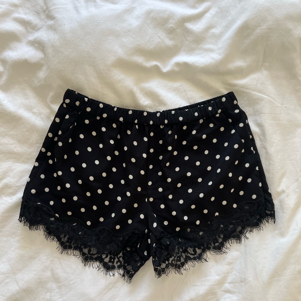 French Polka Dot Lace Trim Shorts